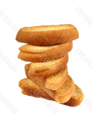 Delicious vanilla rusks isolated on a white background
