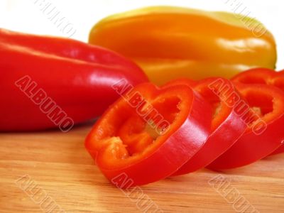 Sweet pepper sliced ??on a cutting board, isolation