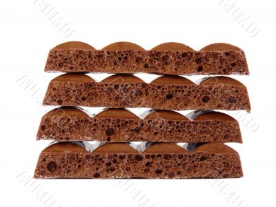 Chocolate isolated on white background. Collage 