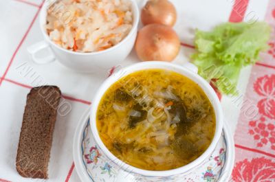 Russian national dish - Sauerkraut Soup