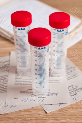 Sterile containers for medical tests