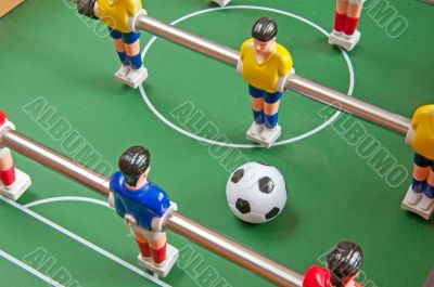 Table football - a children`s toy, closeup