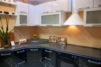 Interior of modern kitchen in a beautiful black and white