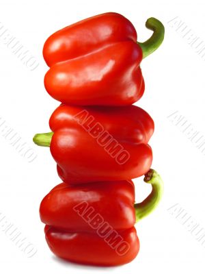 Red bell pepper isolated on white background 