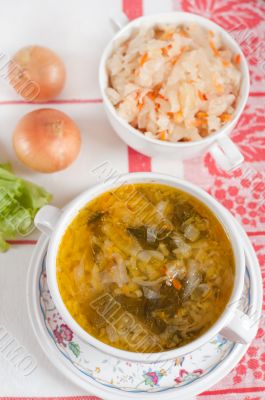 Russian national dish - Sauerkraut Soup