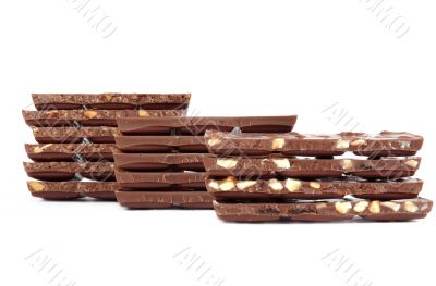 Pyramid of the different varieties of chocolate isolated