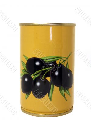 Olives in the bank, isolated on a white background 