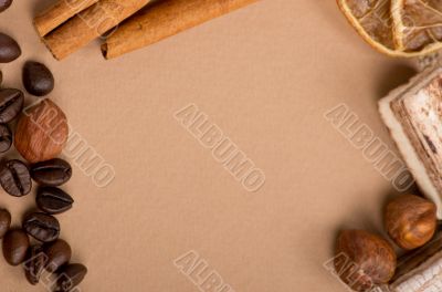 closeup old paper for recipes and spices