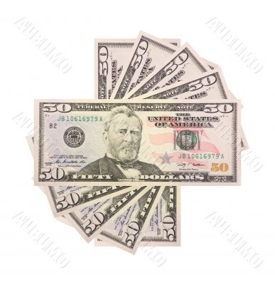 fan, dollars isolated on white