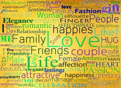 Seamless pattern made from words which relate with word love