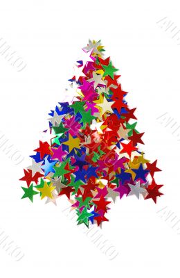 Christmas tree composed of colored stars.