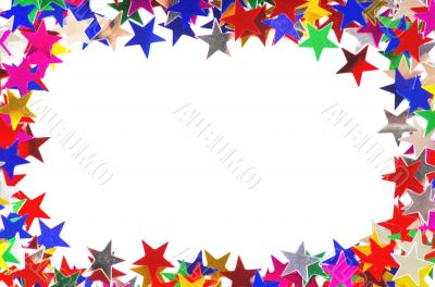 Star shaped confetti of different colors frame