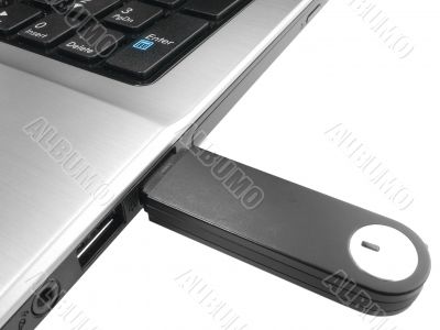 Isolated USB drive in a laptop