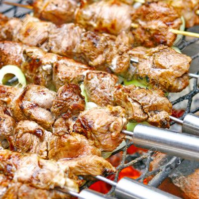  Barbecue meat on grill