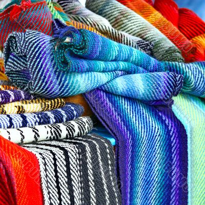  colorful scarves in market