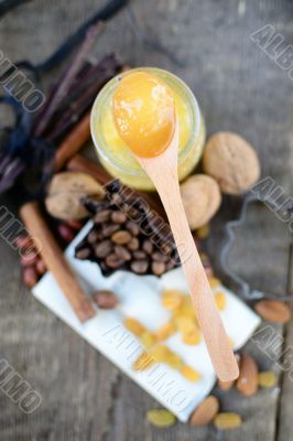 wooden spoon with honey