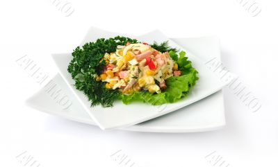  a salad of corn and Chinese cabbage