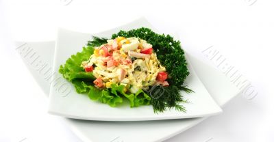  a salad of corn and Chinese cabbage