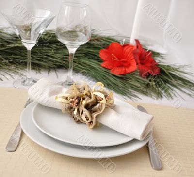 Festively decorated Christmas ,New Year a table for dinner