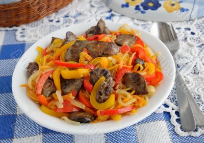 Chicken liver with vegetables