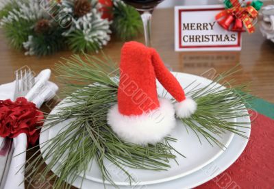 Christmas hat on a plate