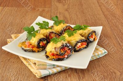 Eggplant rolls stuffed with cheese