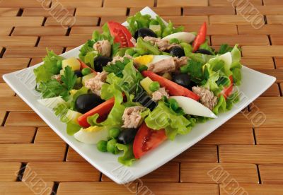  Vegetable salad with tuna and egg