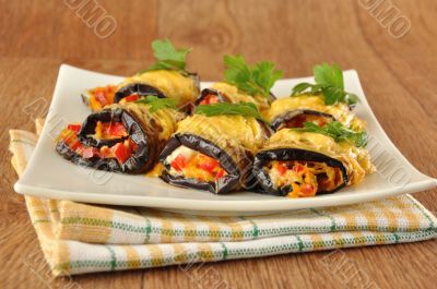Eggplant rolls stuffed with cheese