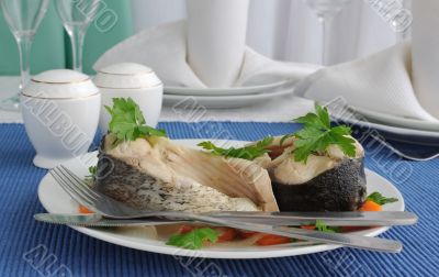 Boiled fish with vegetables