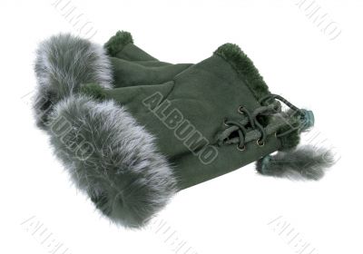 Fur-Trimmed Fingerless Gloves