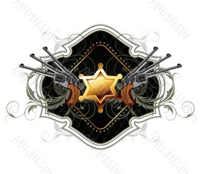 sheriff star with guns ornate frame