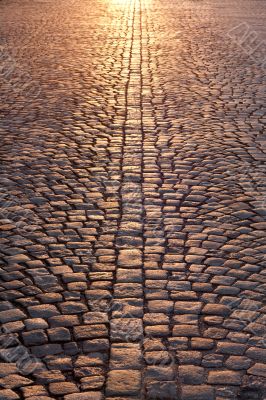 stone pavement in evening sunlight