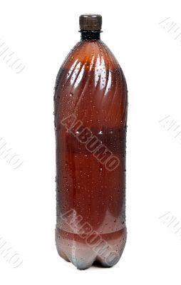 brown plastic bottle with a beer