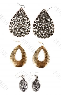 three pairs of earrings