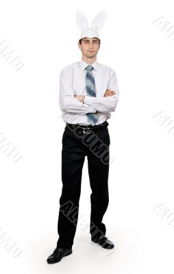 businessman with rabbit ears