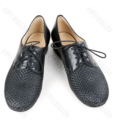 stylish pair of black leather shoes