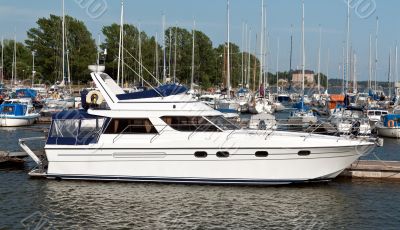 modern white high-speed boat