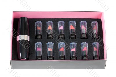 collection of women`s lipsticks