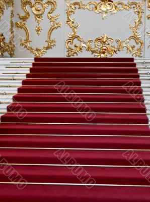 red carpet on the marble staircase