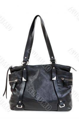 Black leather ladies handbag