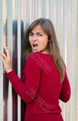 Beautiful girl in a purple dress
