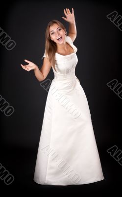 beautiful young girl in a white gown