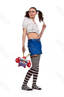 girl in striped socks