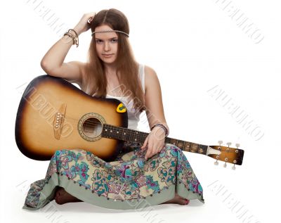 hippie girl with a guitar