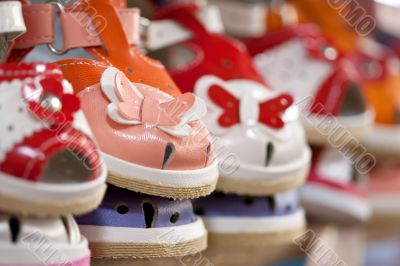 colorful children`s shoes