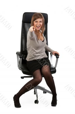 girl in an office chair 