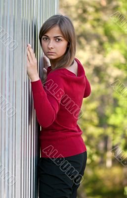 Beautiful girl in purple dress
