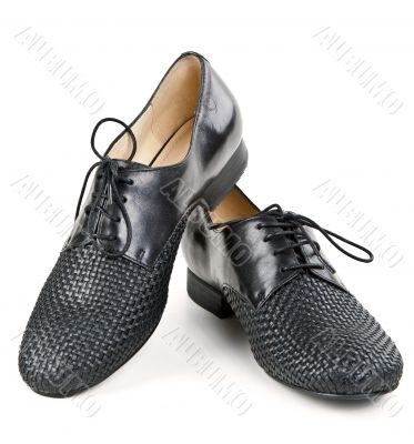 stylish pair of black leather shoes