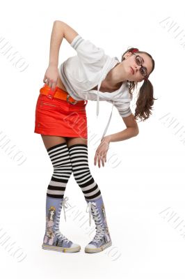 girl in striped socks