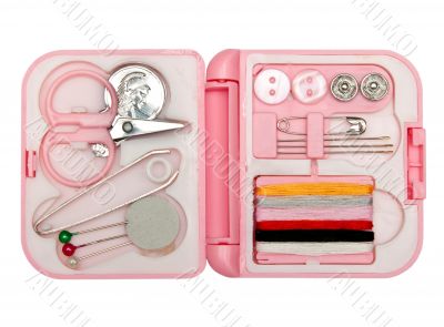 sewing kit, needles, thread 
